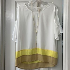 CC White blouse with peekaboo sleeves